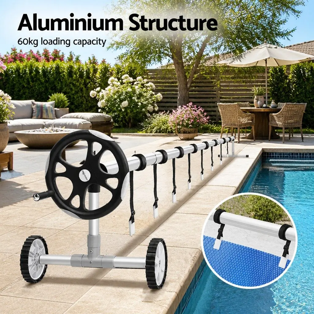 Pool Cover Roller Aluminium Alloy Adjustable 6.55m Silver