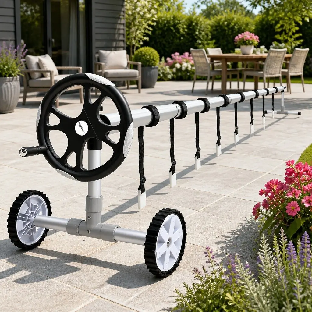 Pool Cover Roller Aluminium Alloy Adjustable 6.55m Silver