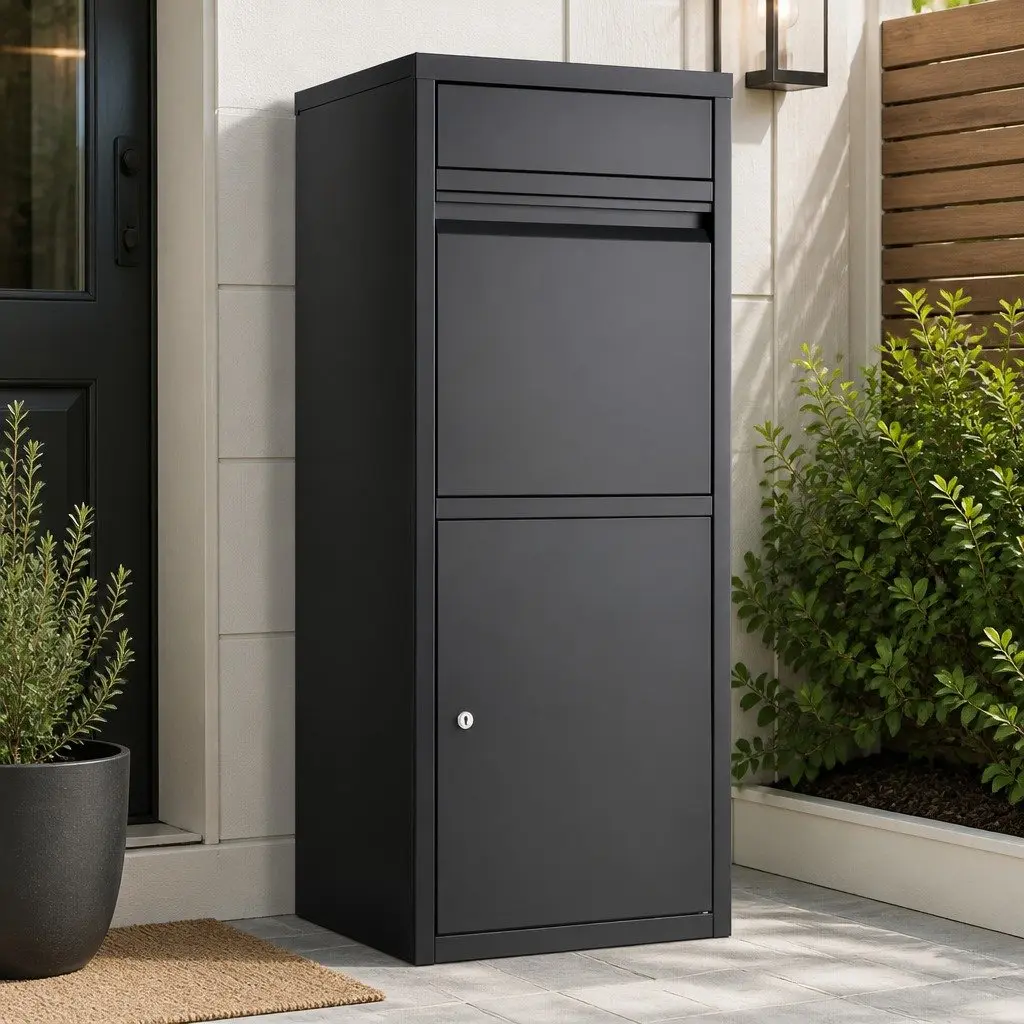 Parcel Drop Box Steel Frame 42cm x 38cm x 102cm Black