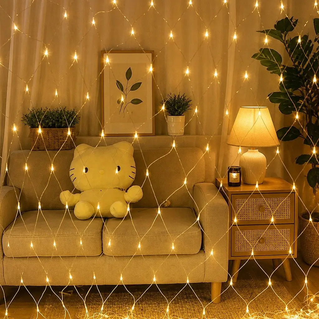 LED Christmas Net Lights Waterproof 4m x 6m Cool White Warm White Multi-colour