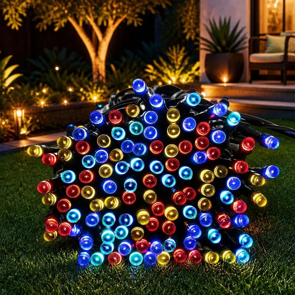 Solar String Lights LED Waterproof 42M Outdoor Warm White Cool White Multi-coloured