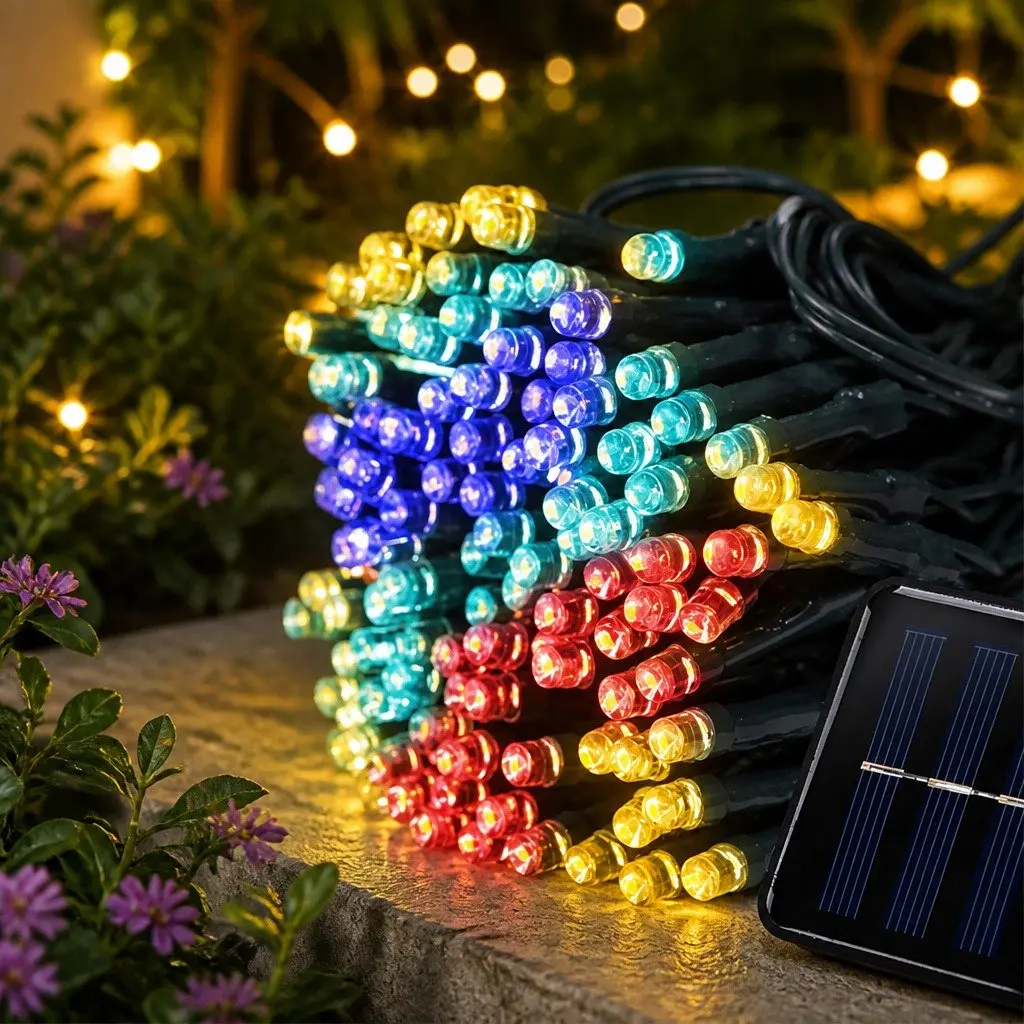 Solar String Lights LED Waterproof 42M Outdoor Warm White Cool White Multi-coloured