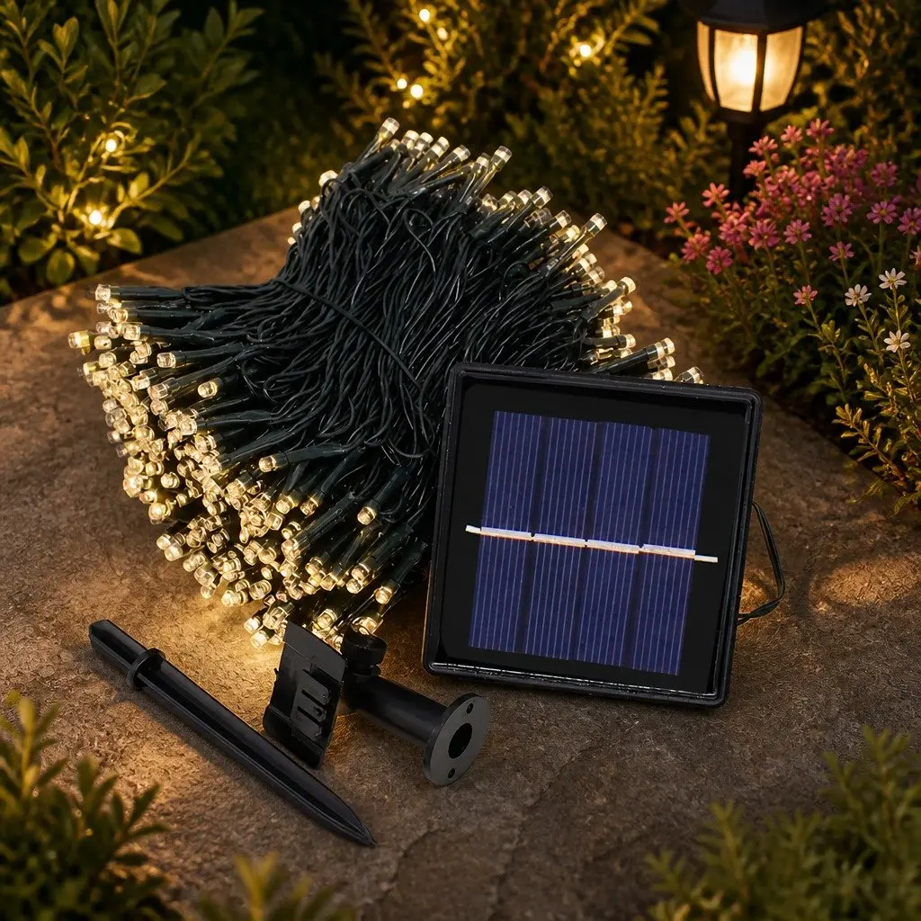 Solar String Lights LED Waterproof 42M Outdoor Warm White Cool White Multi-coloured