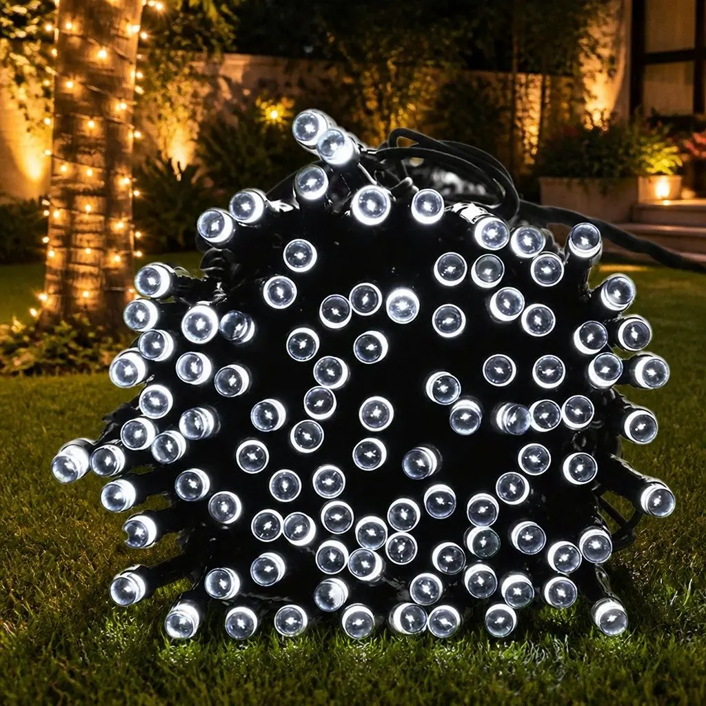 LED String Lights Solar Powered 500 Outdoor Waterproof 52m Warm White Cool White Multi-coloured