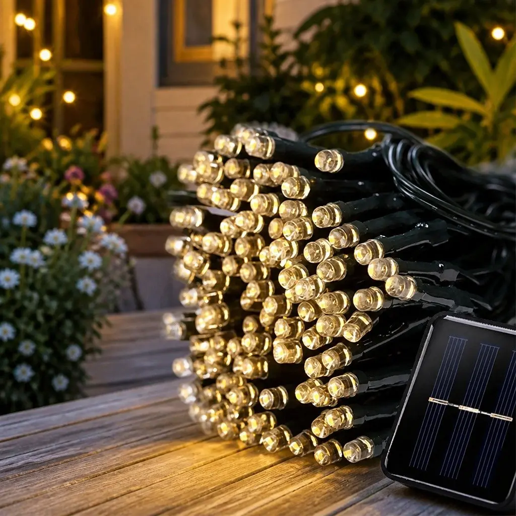 LED String Lights Solar Powered 500 Outdoor Waterproof 52m Warm White Cool White Multi-coloured