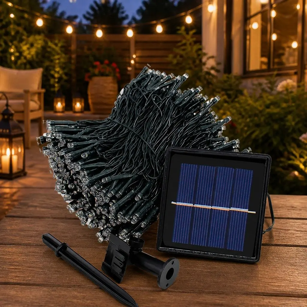 LED String Lights Solar Powered 500 Outdoor Waterproof 52m Warm White Cool White Multi-coloured