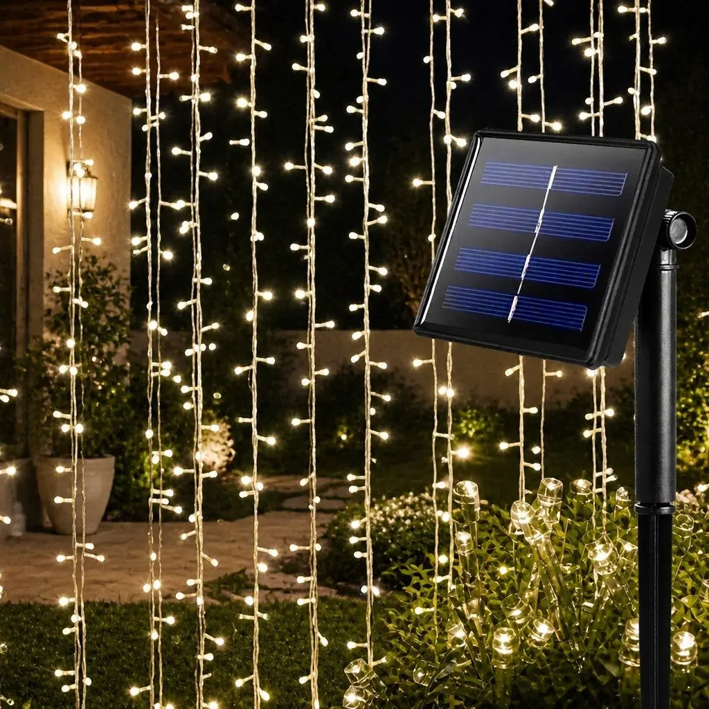 LED String Lights Solar Powered 500 Outdoor Waterproof 52m Warm White Cool White Multi-coloured