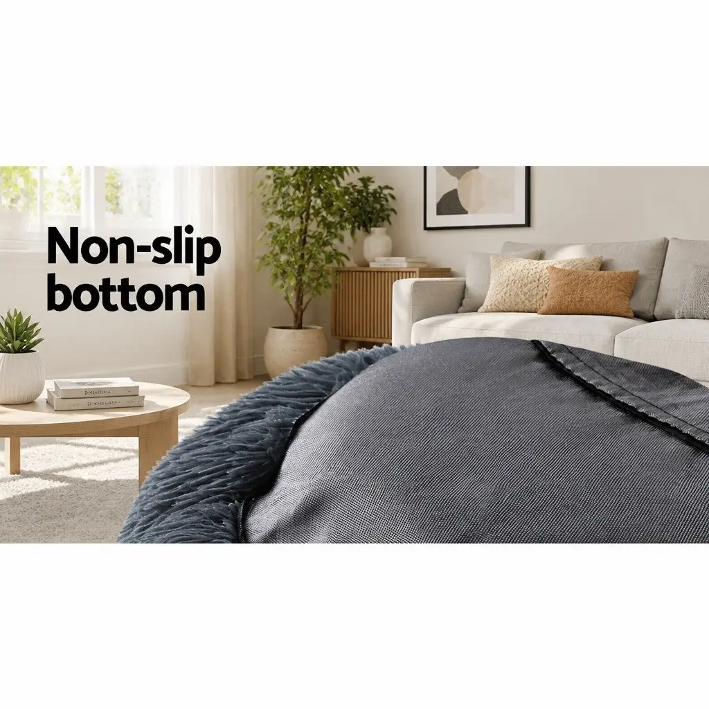 Large Pet Bed Soft Plush 90cm Dark Grey