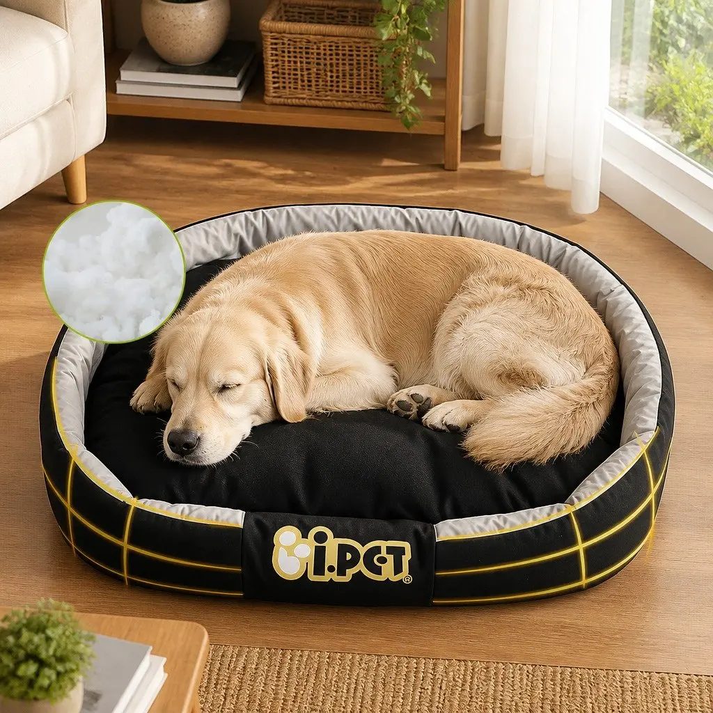 Large Dog Bed Oxford Cloth PP Cotton Filling XXL Black 130x90x26cm