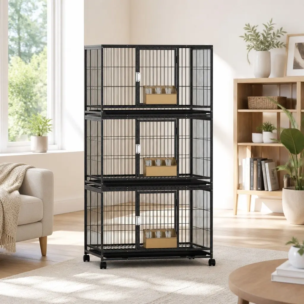 Large Bird Cage Aviary Stand Parrot Budgie Canary Perch with Wheels Easy