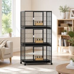 Large Bird Cage Aviary Stand Parrot Budgie Canary Perch with Wheels Easy