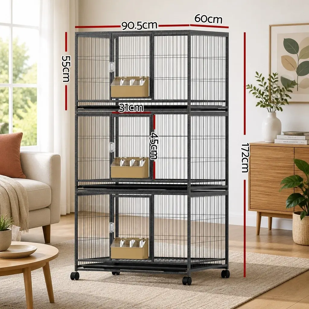 Large Bird Cage Aviary Stand Parrot Budgie Canary Perch with Wheels Easy
