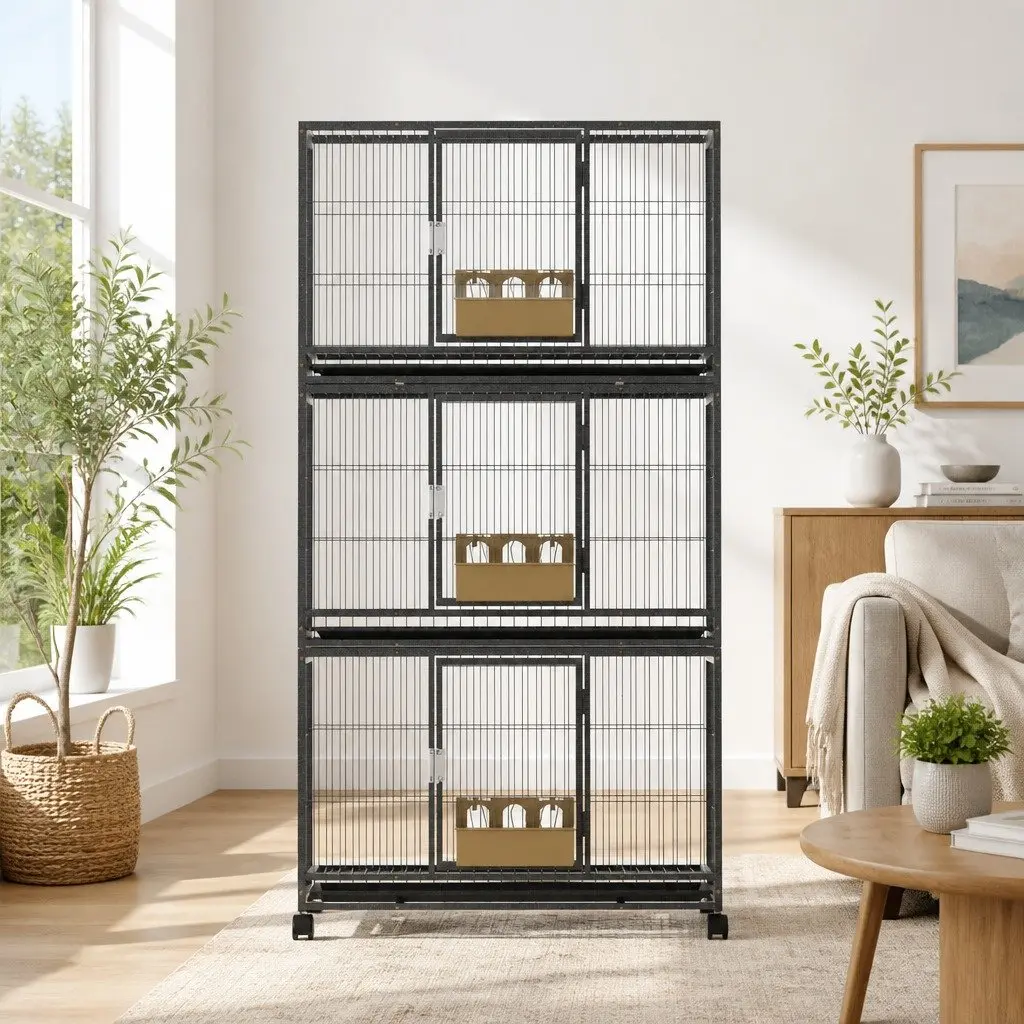 Large Bird Cage Aviary Stand Parrot Budgie Canary Perch with Wheels Easy
