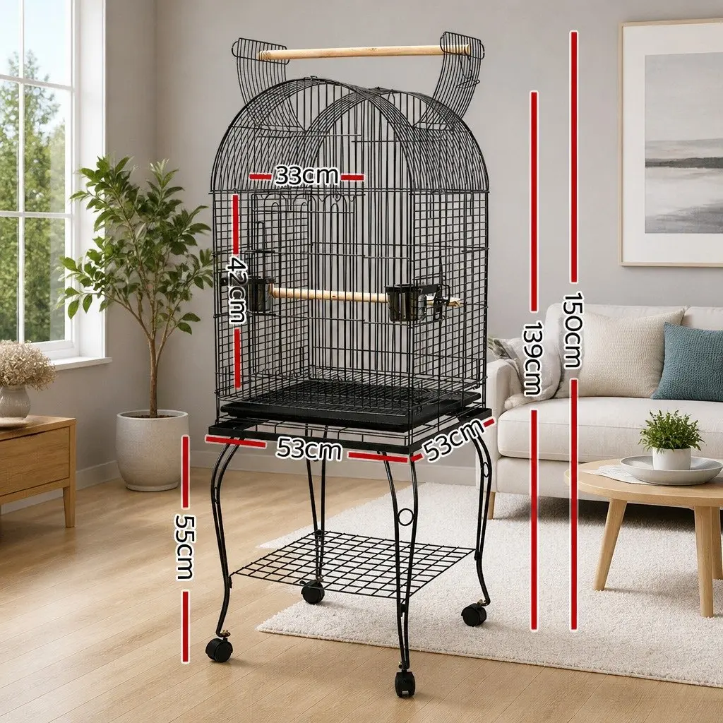 Bird Cage Aviary Wrought Iron 150cm Black Dome