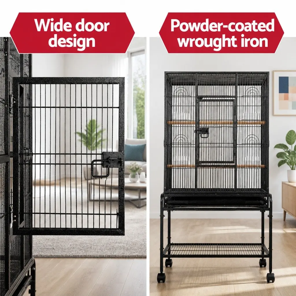 Bird Cage Wrought Iron 144cm Black Indoor Outdoor