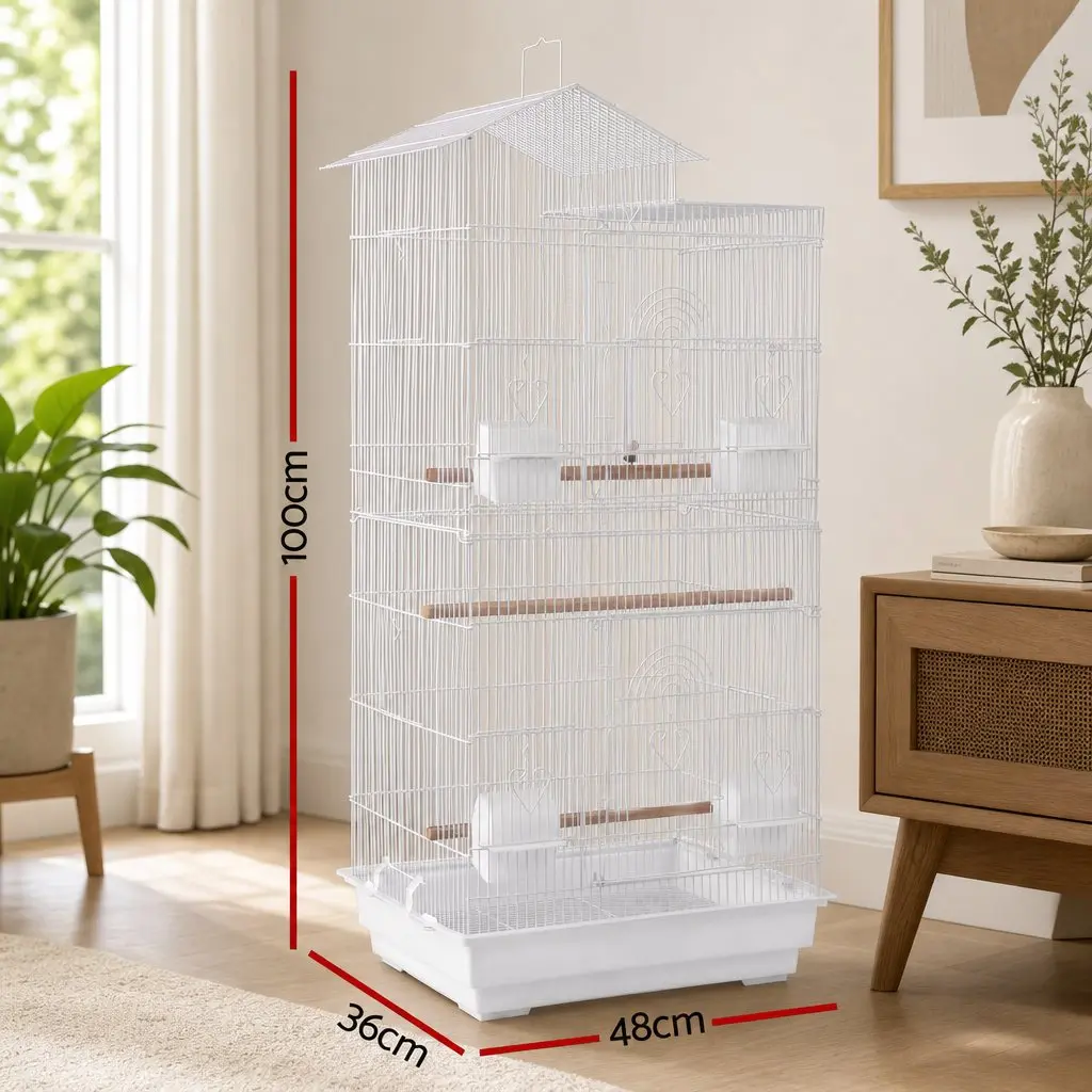 100cm Bird Cage Aviary Parrot Budgie Cockatiel Hanging Tabletop with Perches