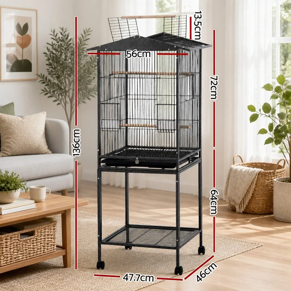 Bird Cage Aviary Open Top Steel 136cm Black