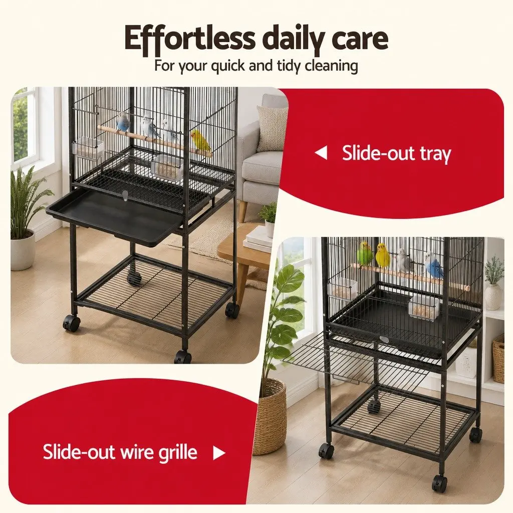 Bird Cage Aviary Open Top Steel 136cm Black