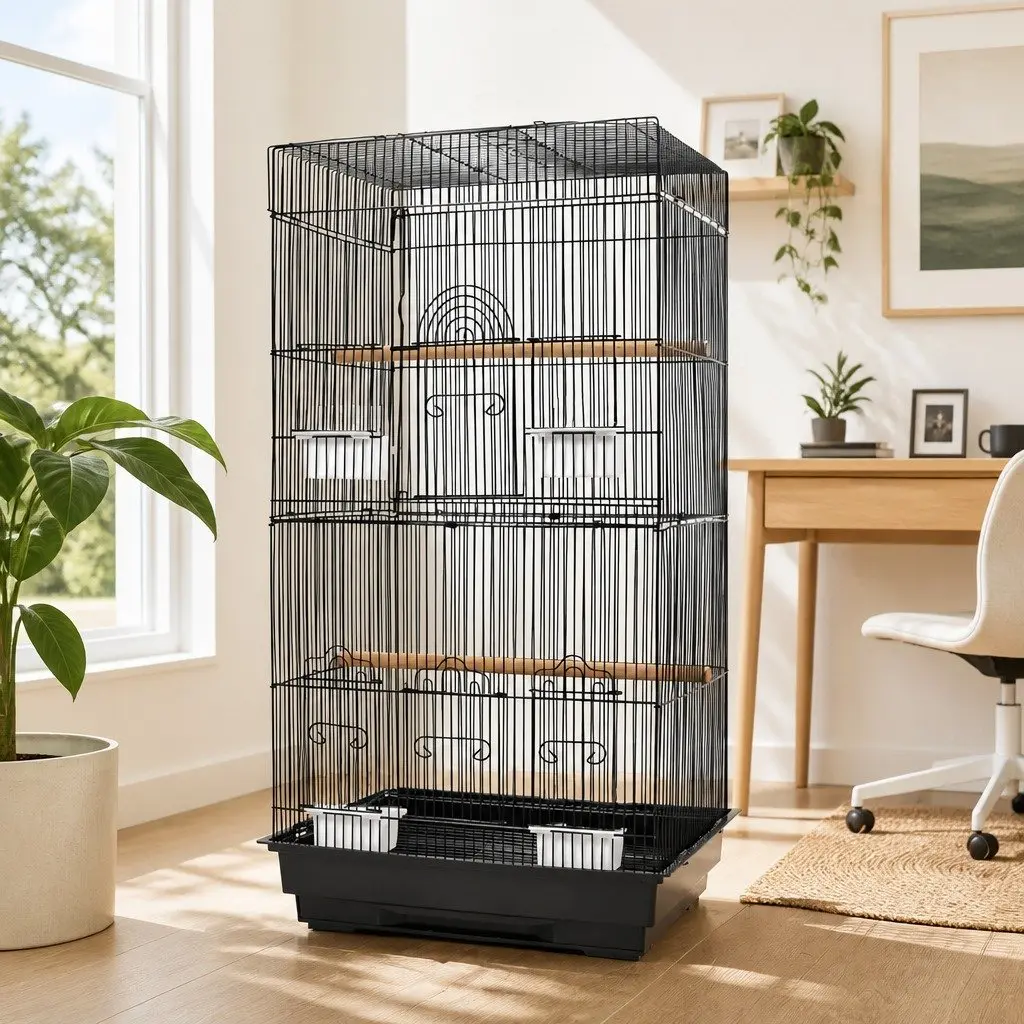 Bird Cage Wrought Iron 88cm Large Black