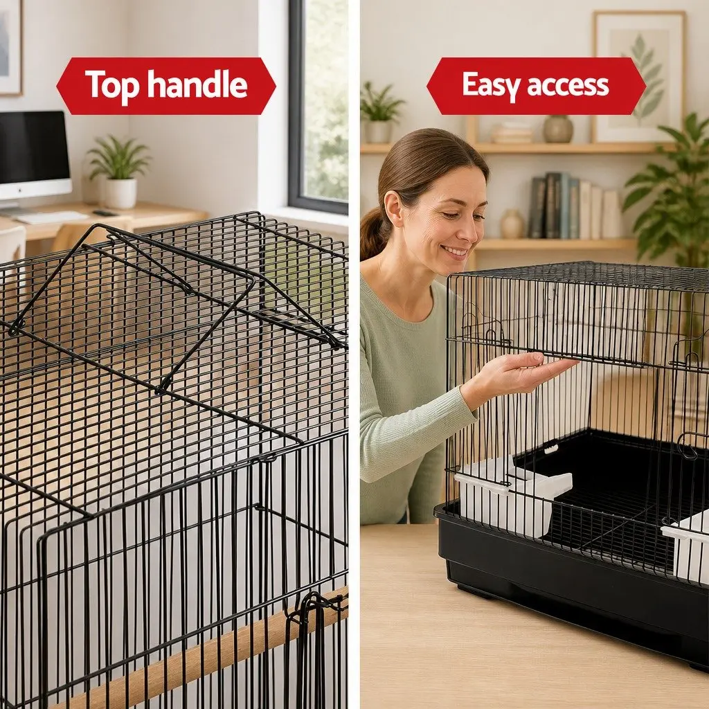 Bird Cage Wrought Iron 88cm Large Black
