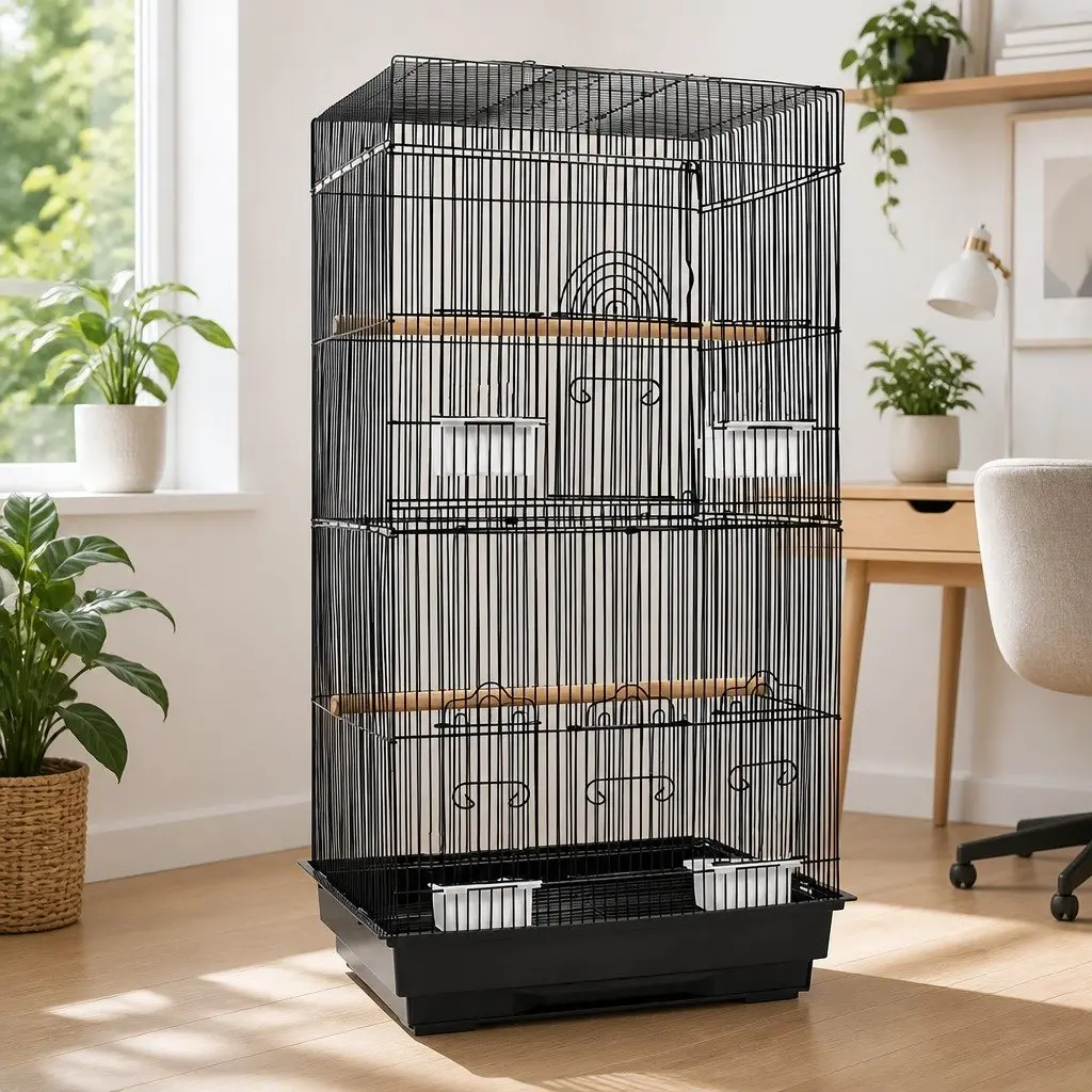 Bird Cage Wrought Iron 88cm Large Black