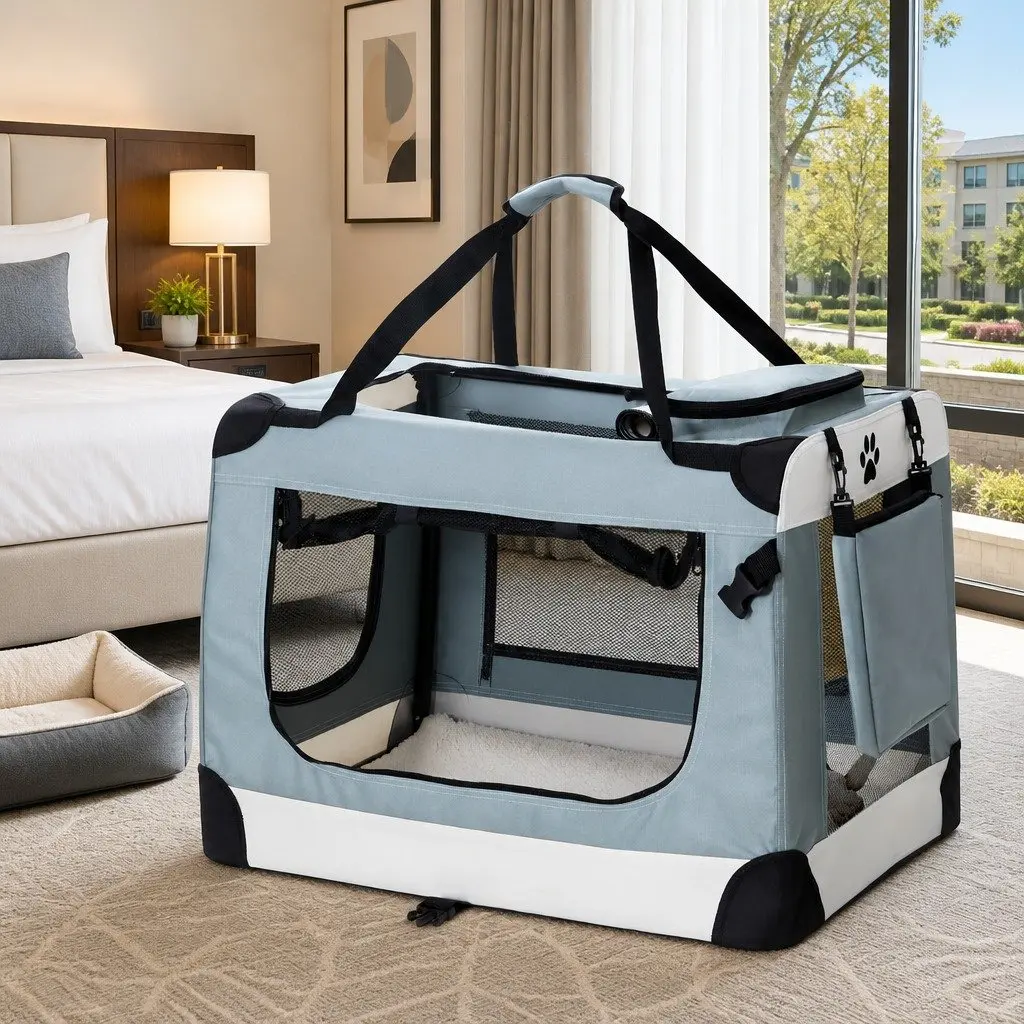 Pet Carrier Soft Crate 90x61CM Portable Foldable 2XL Blue