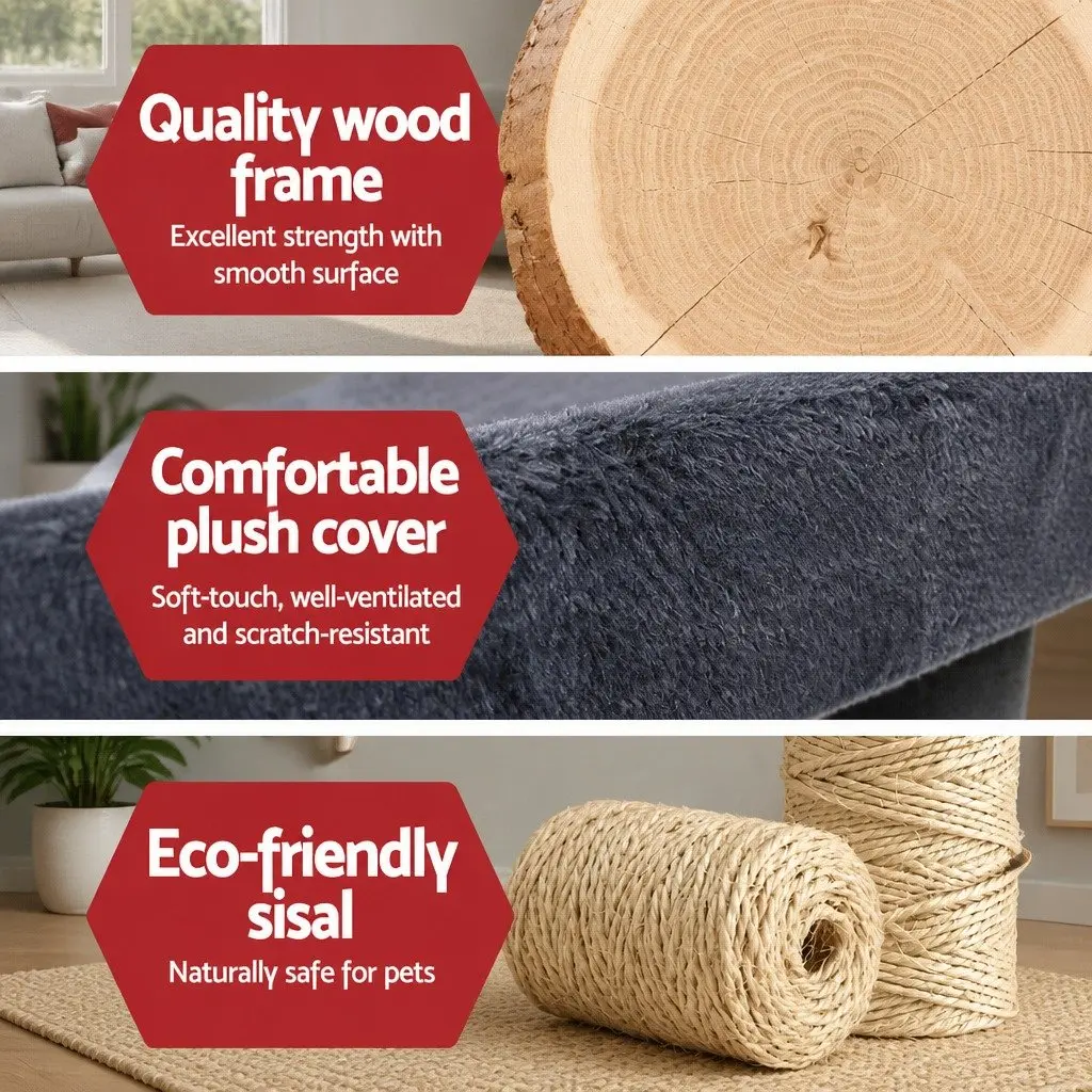 Cat Tree Multi-Level Sisal-Wrapped 145cm Grey