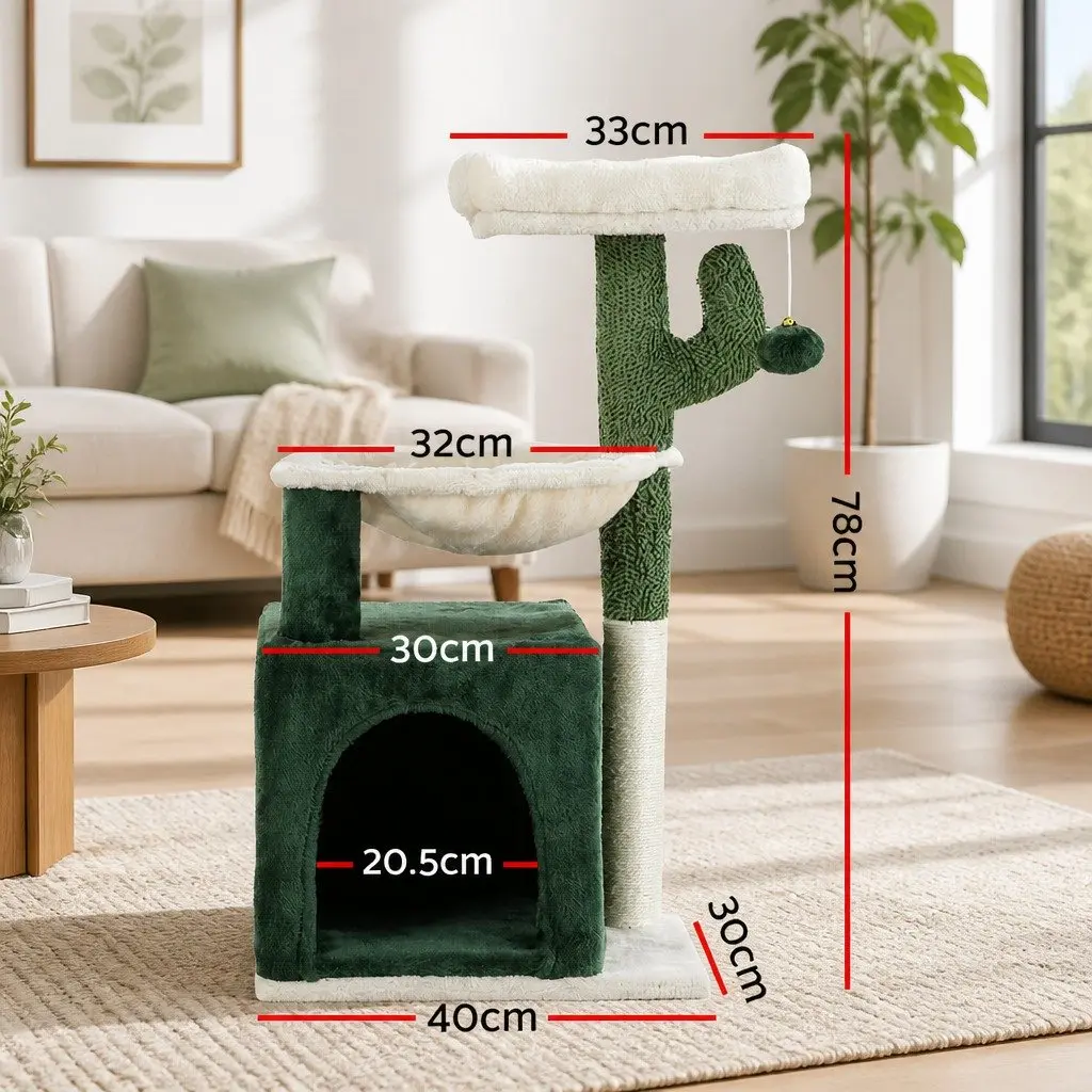 Cat Scratching Post Multi-Level Particleboard Plush Velvet 78cm Green
