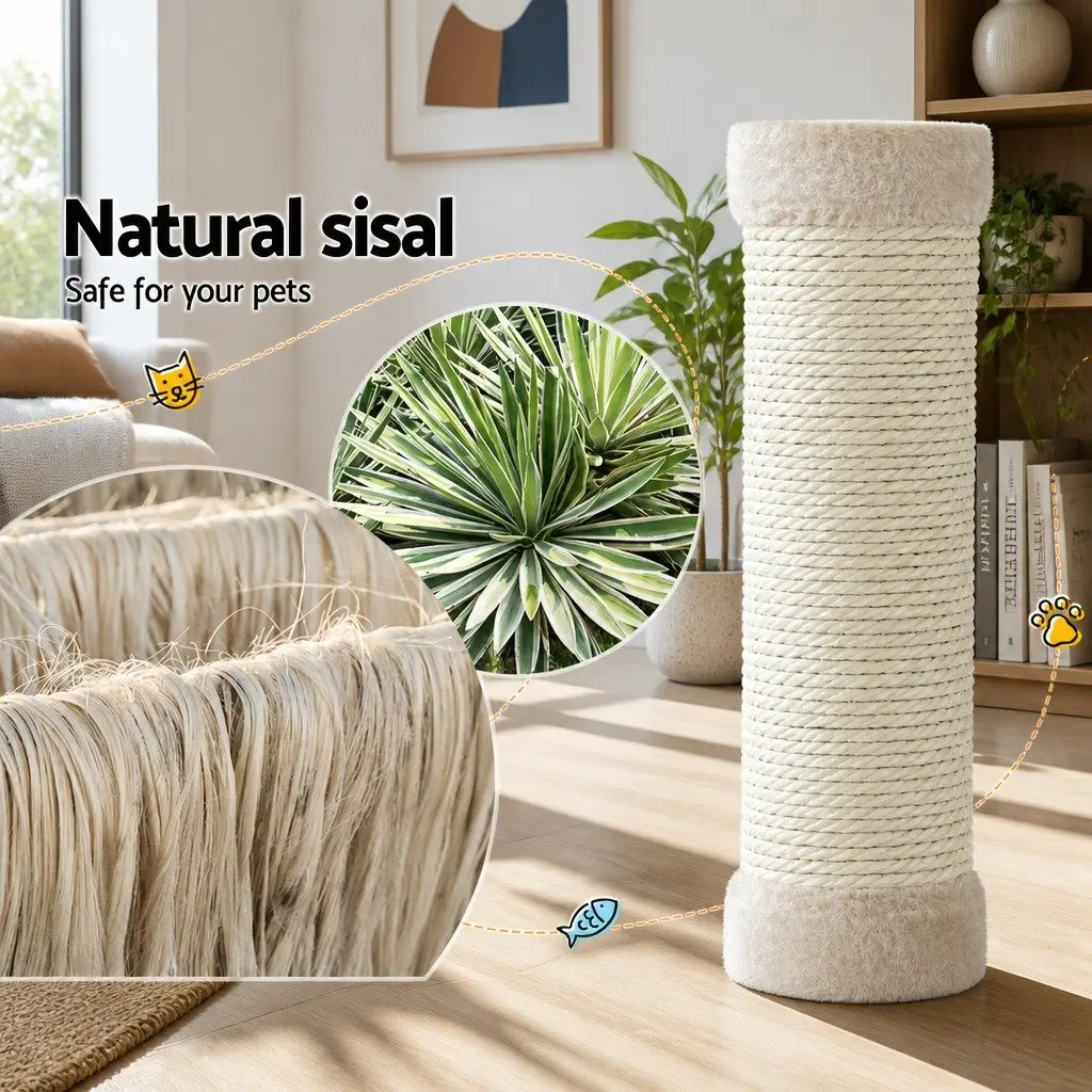 Cat Scratching Post Tree Tower Wooden 69cm Beige Three Level Bed Hammock Activity Ball Toys