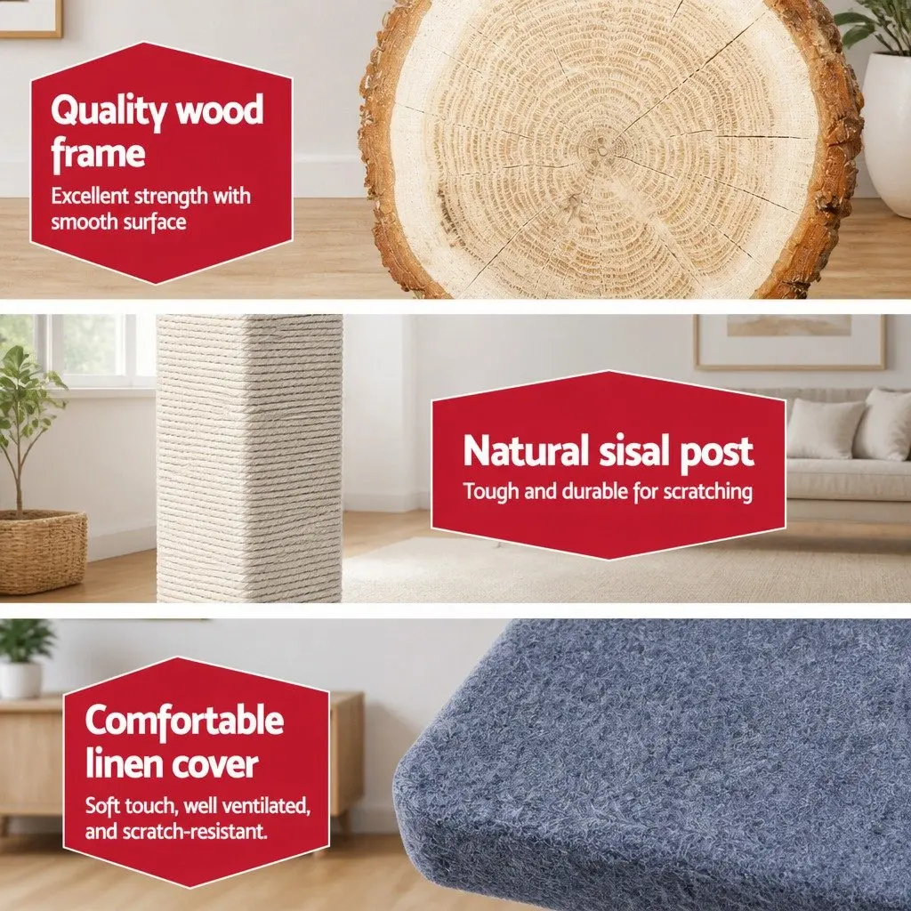 Cat Tree Multi-Level Particleboard Plush Velvet 124cm Grey