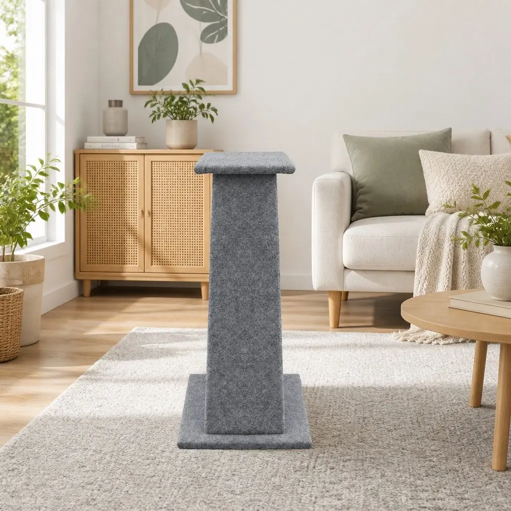 Cat Scratching Post Tower Particleboard 82cm Grey Plush Velvet
