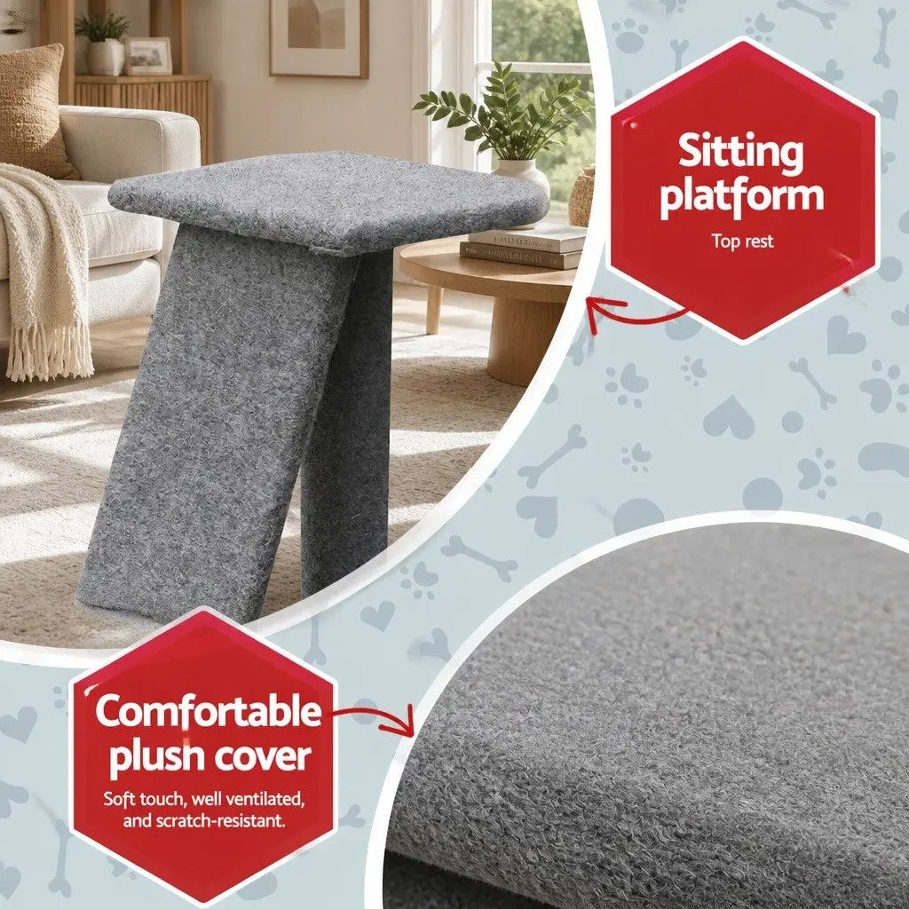 Cat Scratching Post Tower Particleboard 82cm Grey Plush Velvet