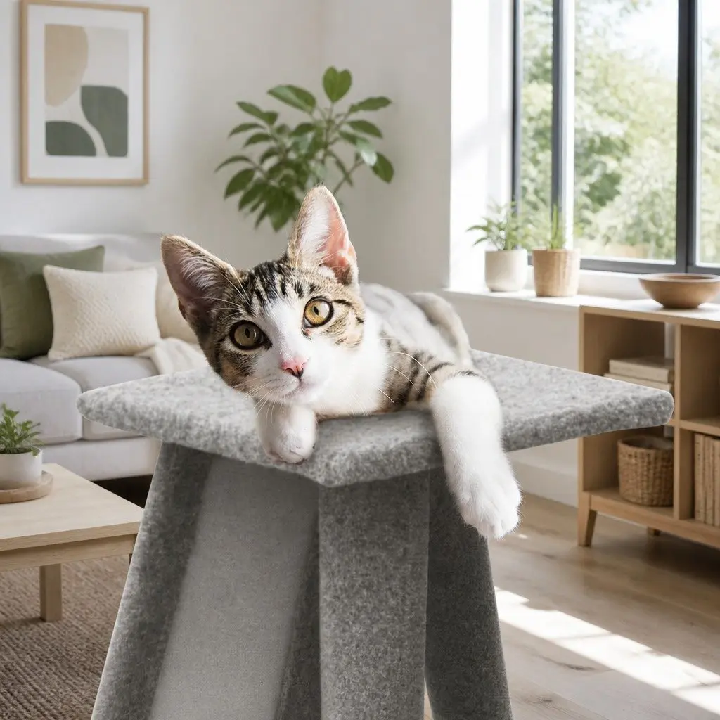 Cat Scratching Post Tower Particleboard 82cm Grey Plush Velvet