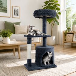 Cat Tree 94cm Scratching Post Tower Condo House Multi-Level Play Climbing Grey