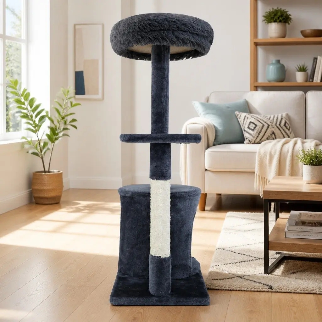 Cat Tree Multi-Level Scratching Post Condo 94cm Grey