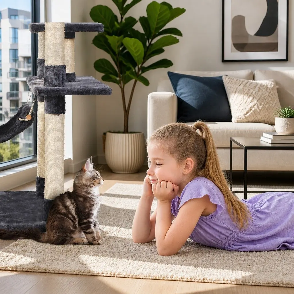 Cat Scratching Post Multi-Level 184cm Plush Velvet Dark Grey