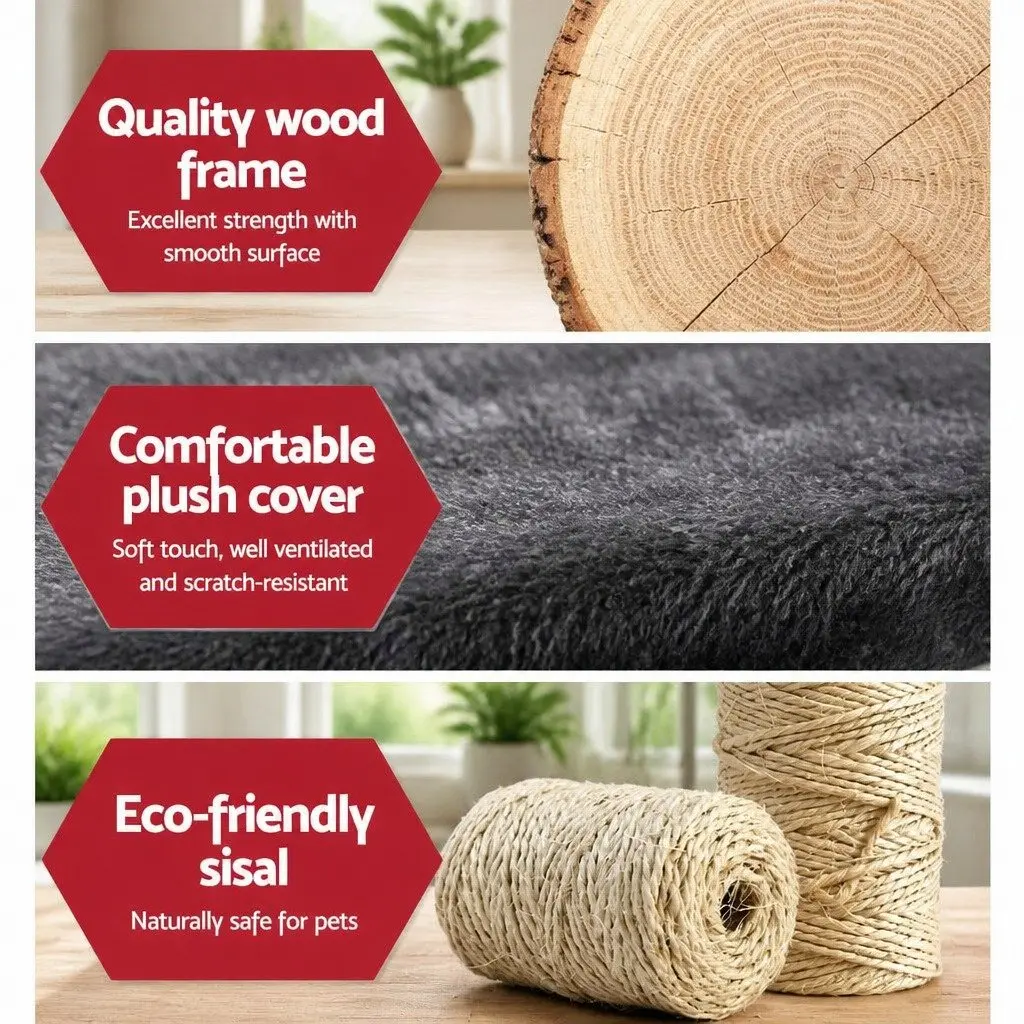 Cat Tree Tower Multi-level Sisal Plush 193cm Grey