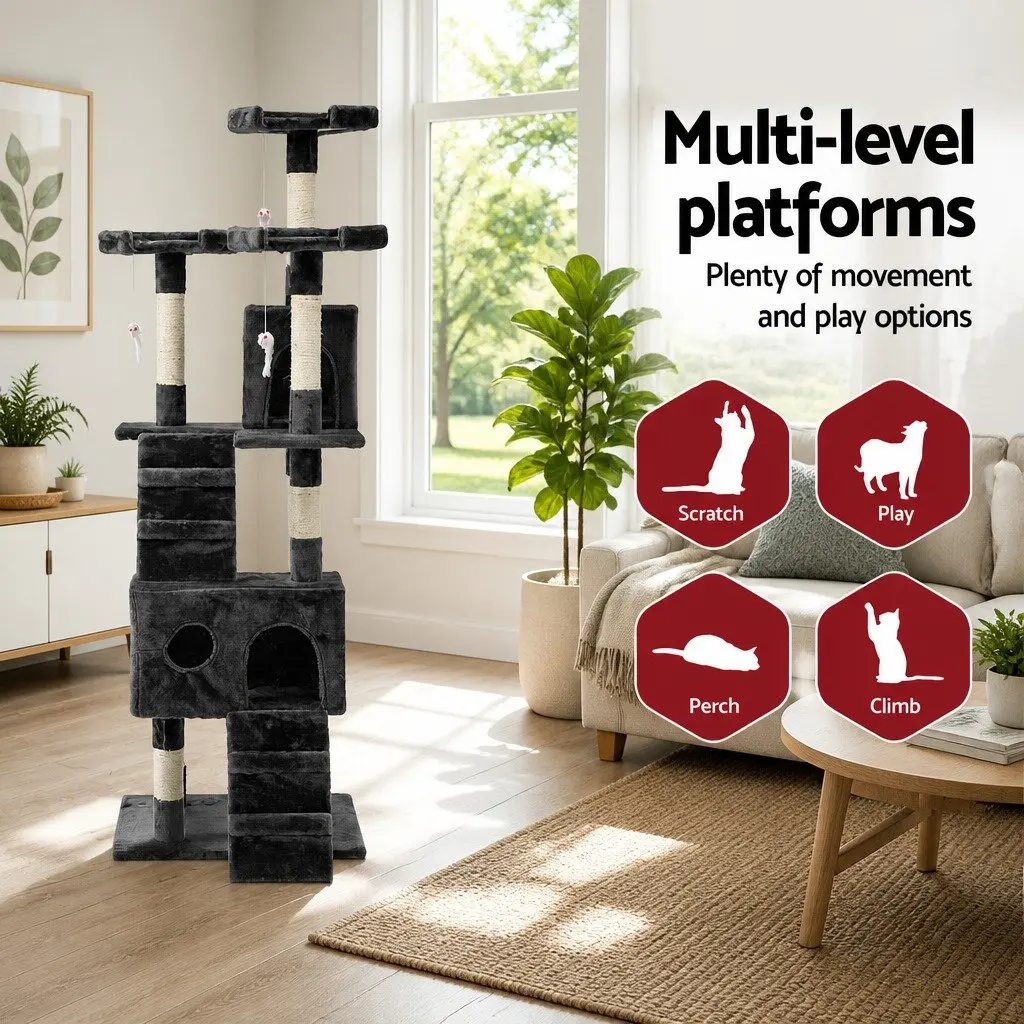 Cat Tree Multi-level Particleboard 180cm Grey