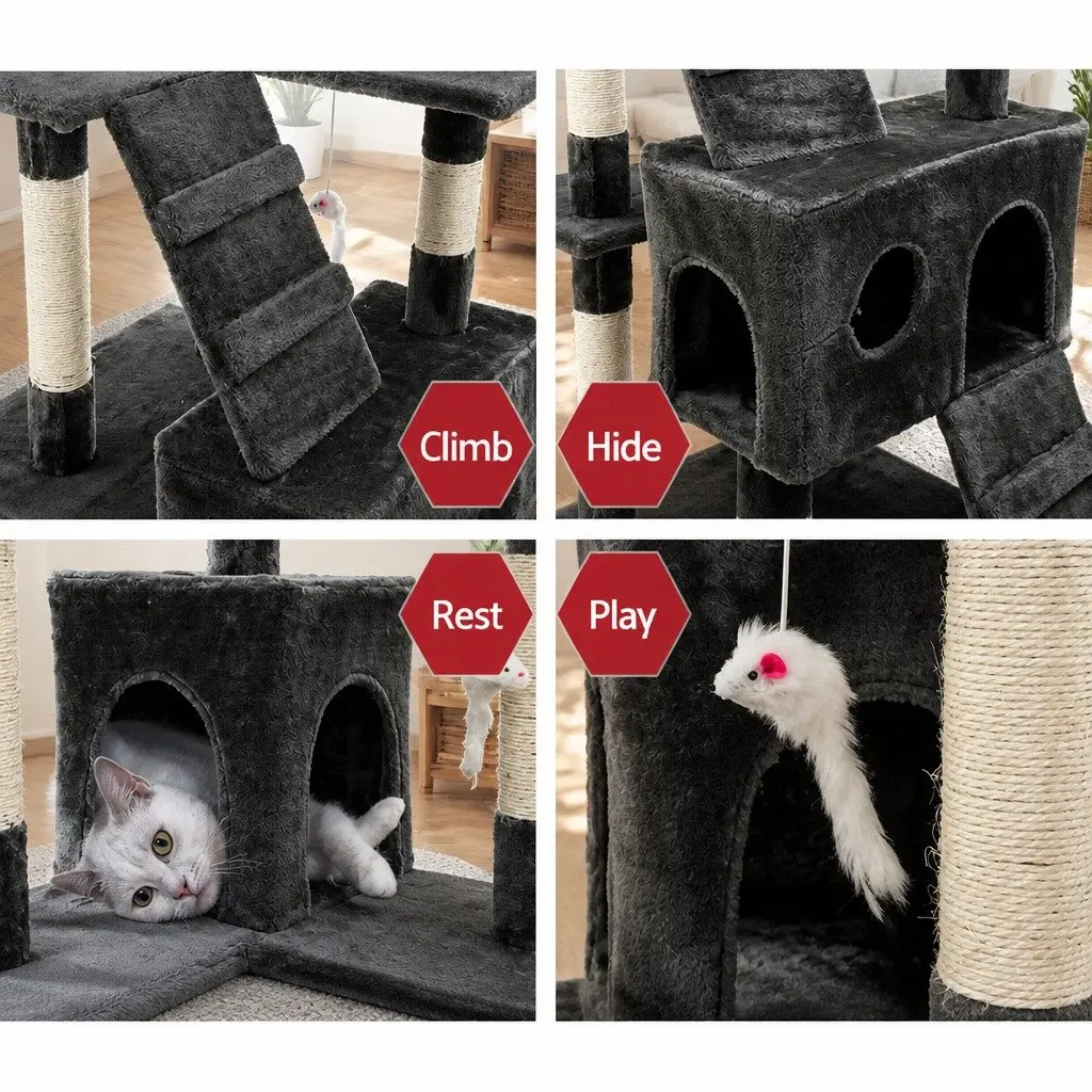 Cat Tree Multi-level Particleboard 180cm Grey