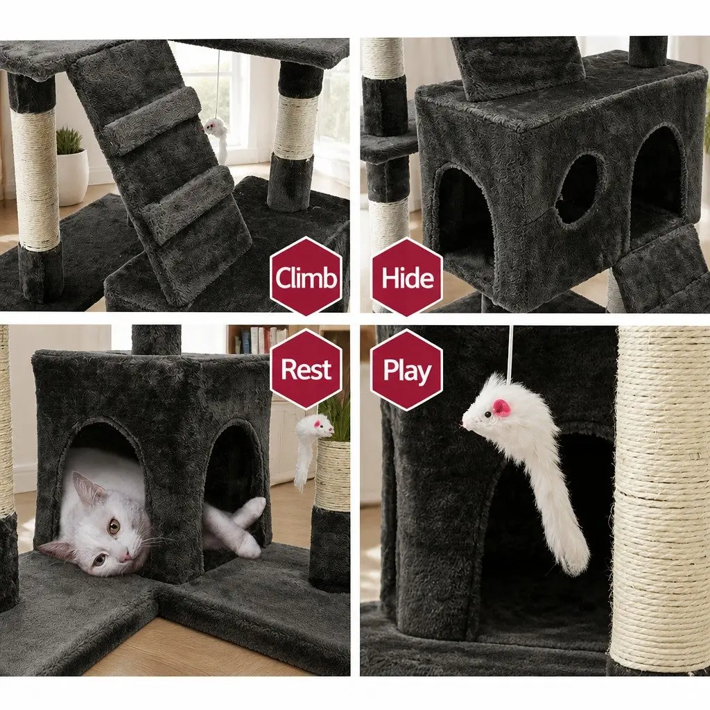 Cat Tree Multi-level Particleboard 180cm Grey