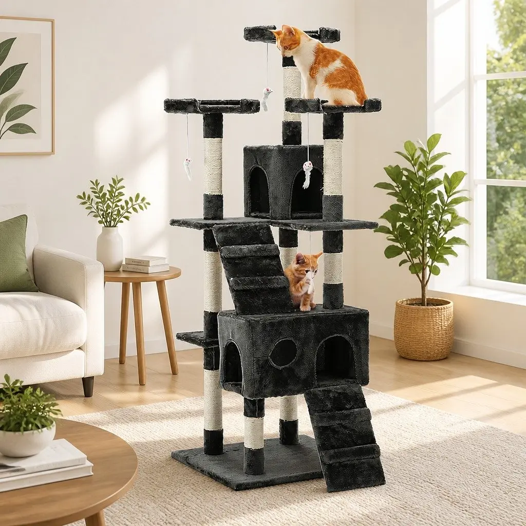 Cat Tree Multi-level Particleboard 180cm Grey