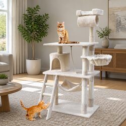 Cat Tree 141cm Medium Scratching Post Tower Condo with Sisal Poles Plush Bed