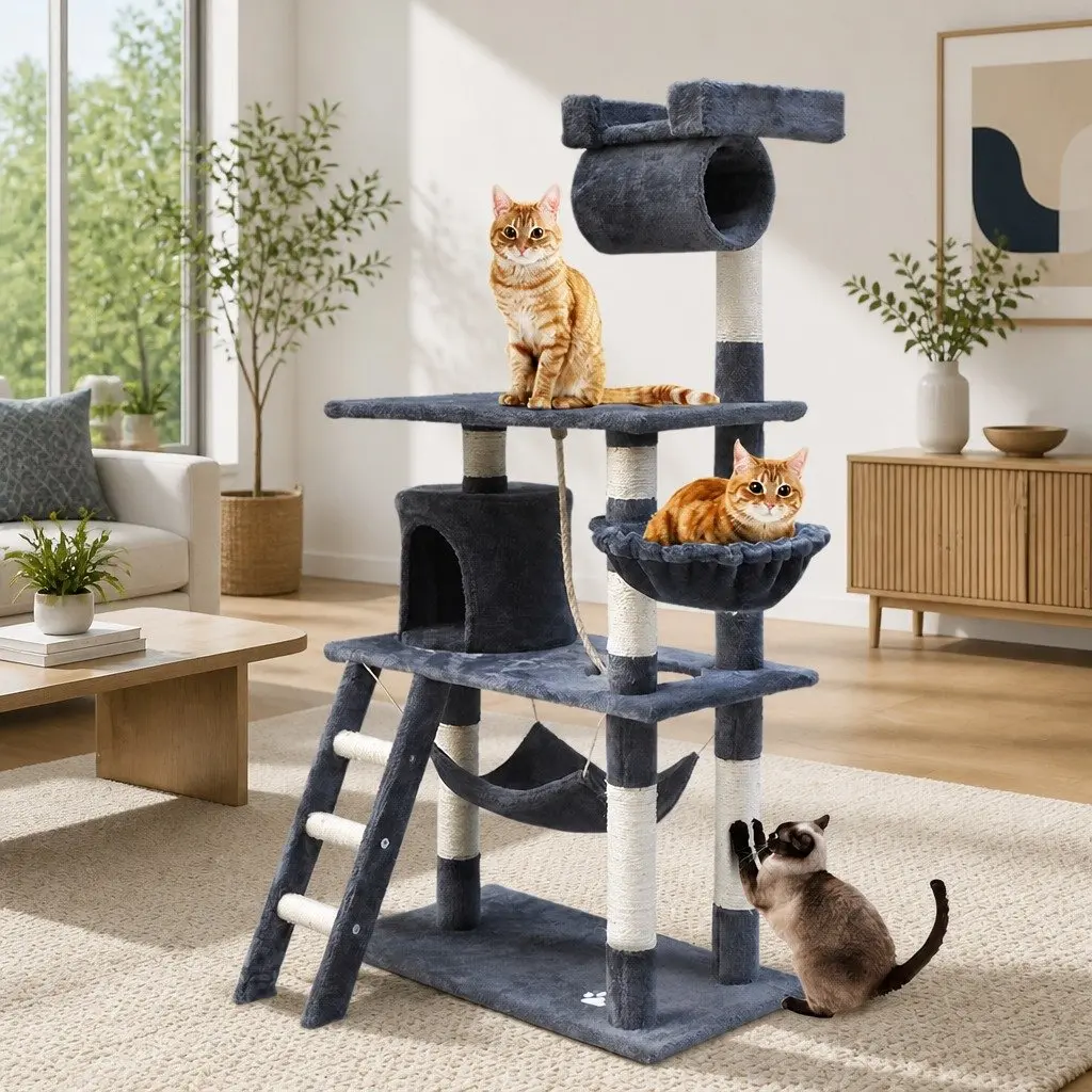 Cat Tree Tower 141cm with Multiple Areas