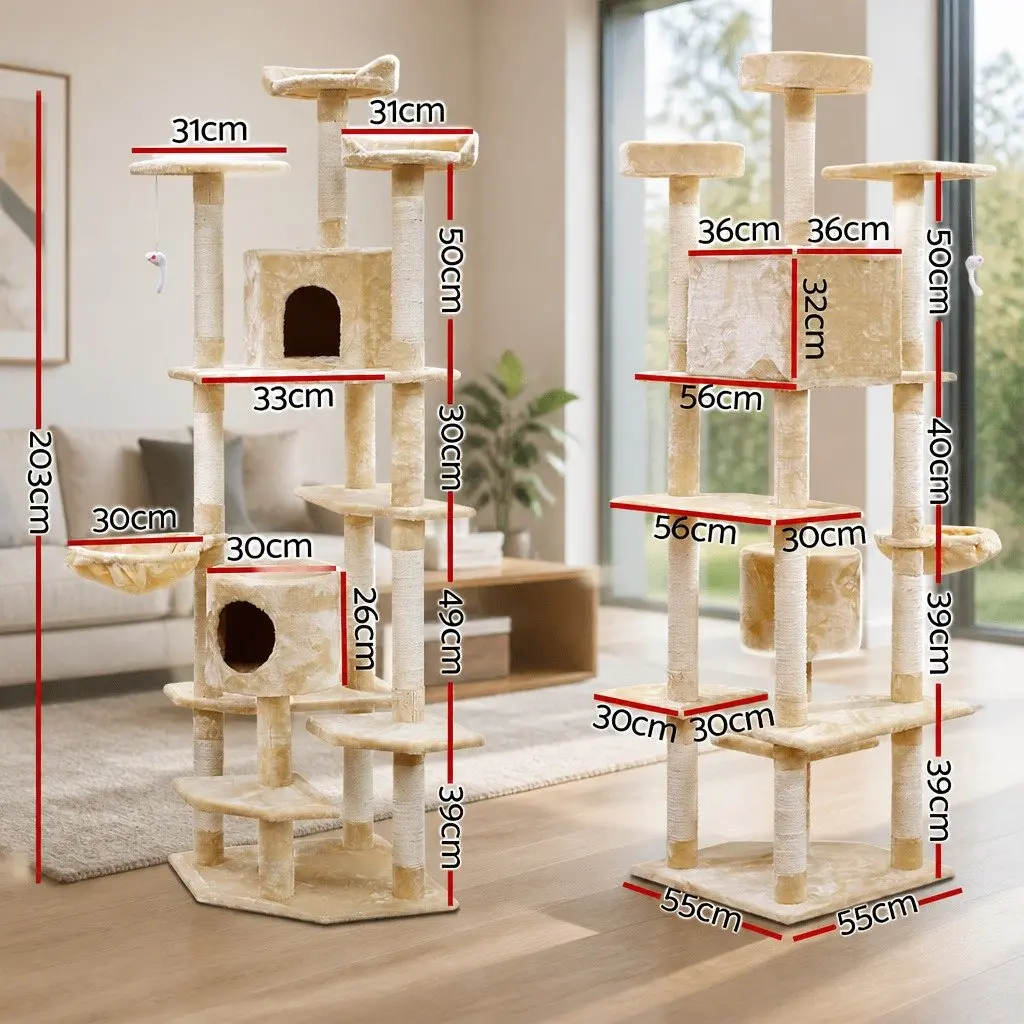 Cat Tree Multi-Level Particleboard 203cm Beige