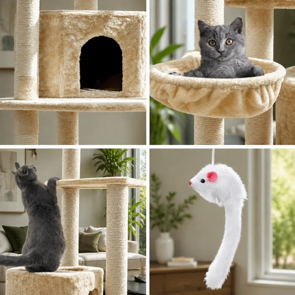Cat Tree Multi-Level Particleboard 203cm Beige