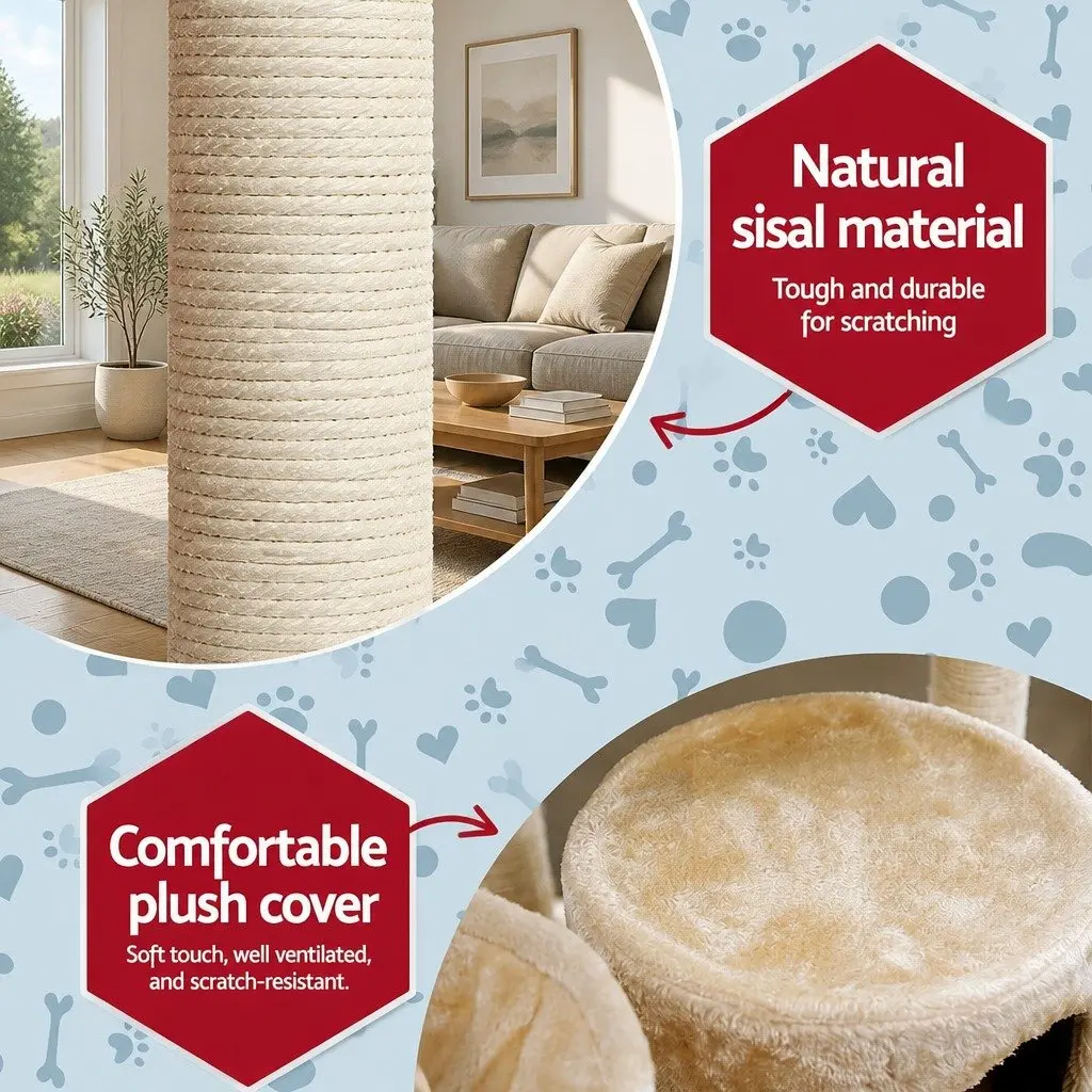 Cat Tree Multi-Level Particleboard 203cm Beige