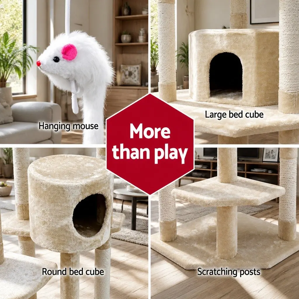 Cat Tree Multi-Level Particleboard 203cm Beige
