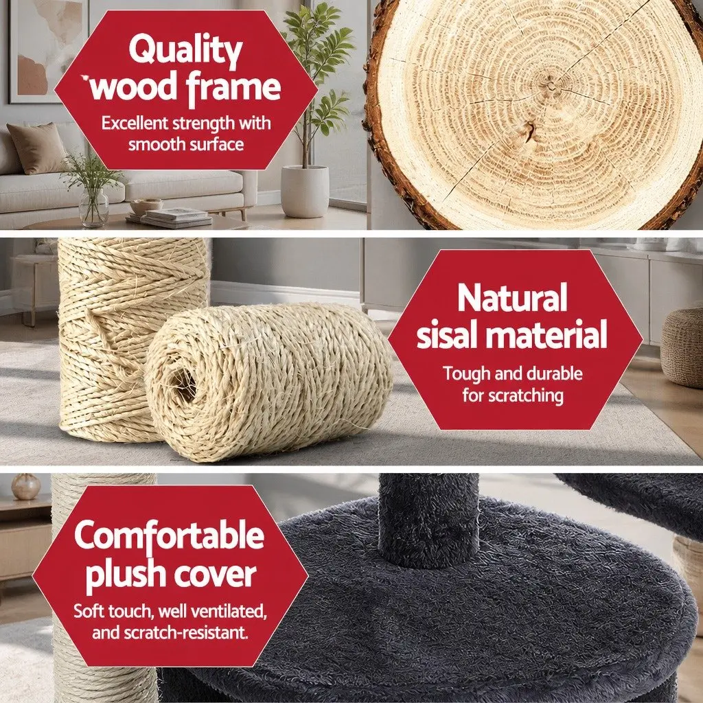 Cat Tree Multi-Level Scratching Post Condo House 203cm Grey