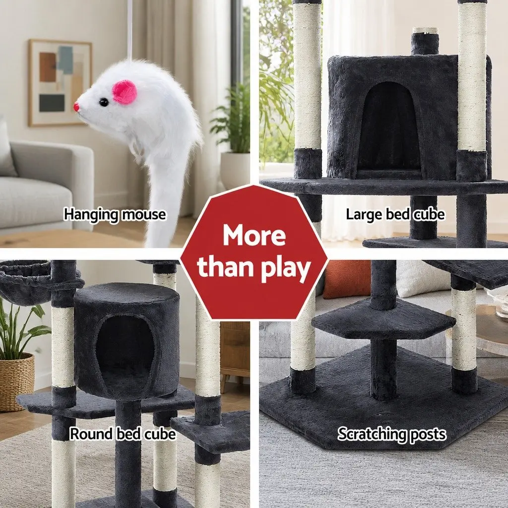 Cat Tree Multi-Level Scratching Post Condo House 203cm Grey