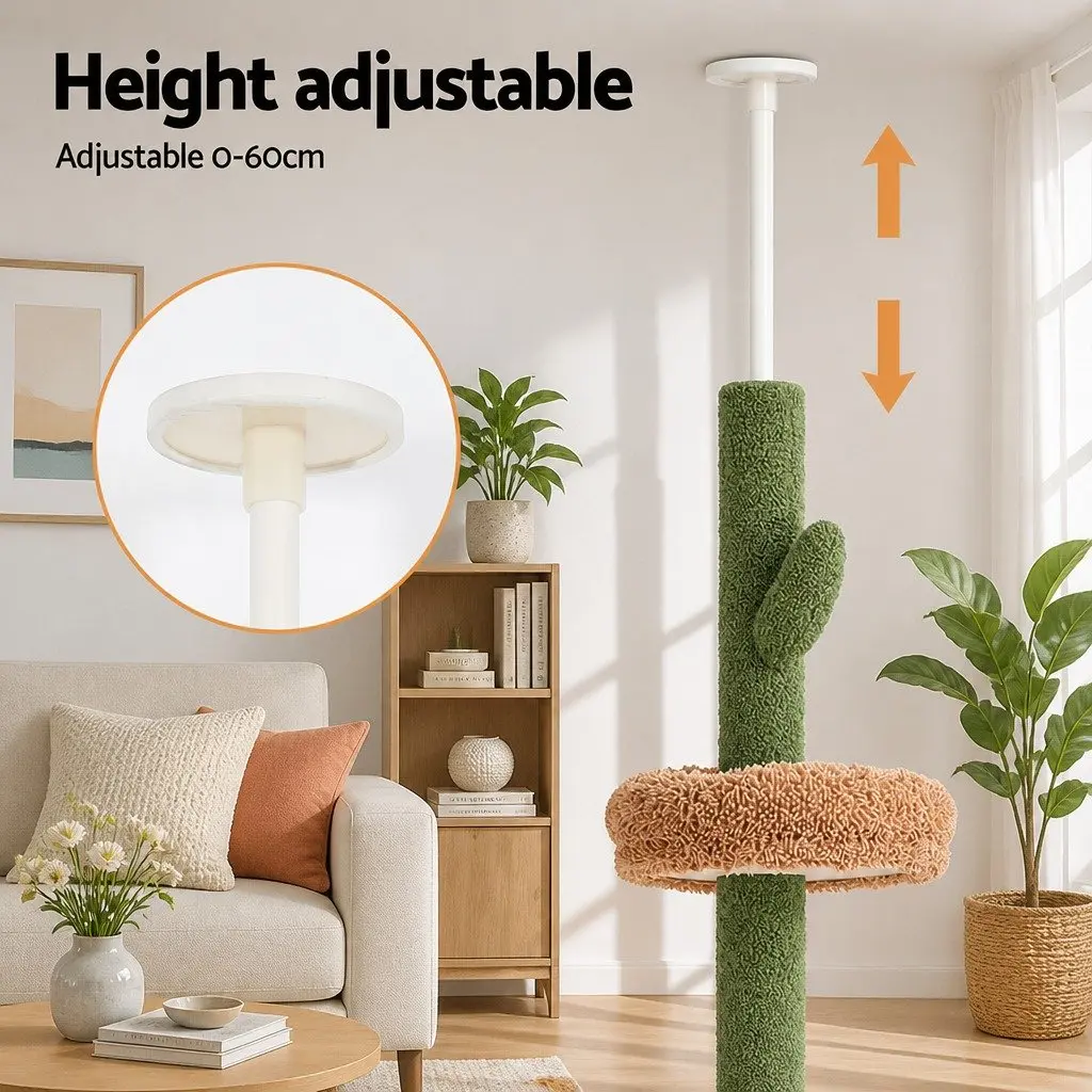 Cat Tree Tower Floor to Ceiling Scratching Post Bed 290cm Adjustable Multi Level